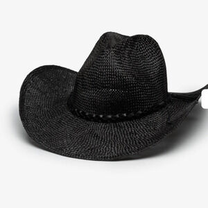 NEW! Wyeth Black Woven Straw Cowboy Hat
